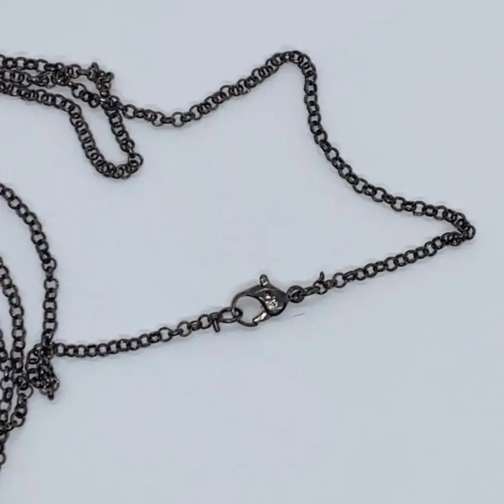 Black-Tone Rhinestone Pendant Necklace - Picture 6 of 6